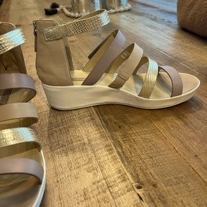 Nice soft leather, very comfy Ecco wedge sandals.